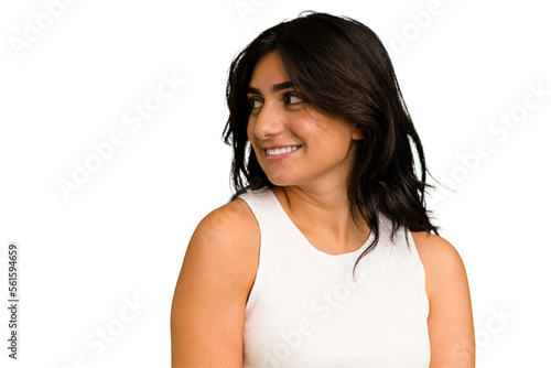 Young indian woman face closeup cut out isolated