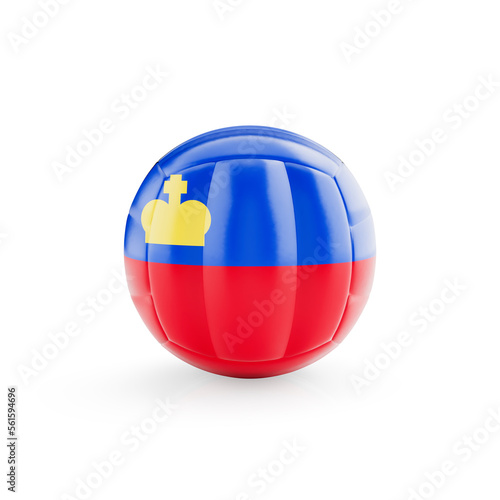 3D volleyball ball with Liechtenstein national team flag isolated on white background - 3D Rendering
