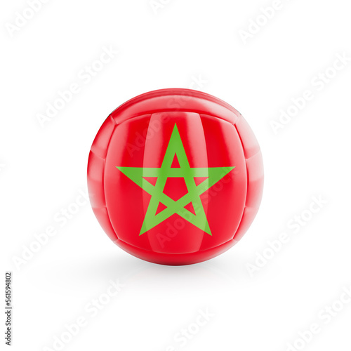 3D volleyball ball with Morocco national team flag isolated on white background - 3D Rendering