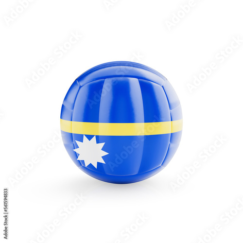 3D volleyball ball with Nauru national team flag isolated on white background - 3D Rendering
