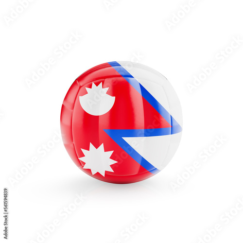 3D volleyball ball with Nepal national team flag isolated on white background - 3D Rendering