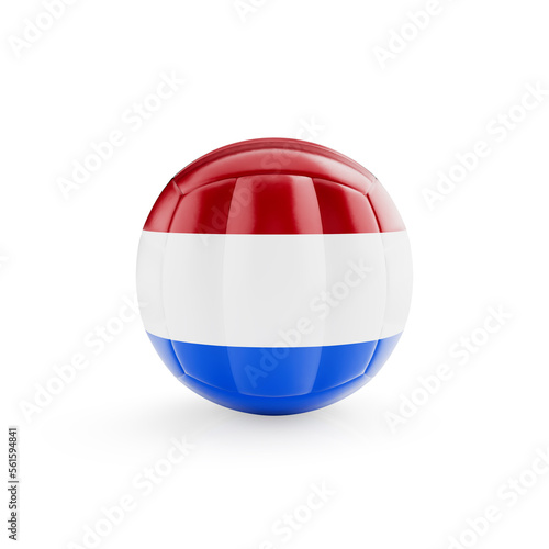 3D volleyball ball with Netherlands national team flag isolated on white background - 3D Rendering