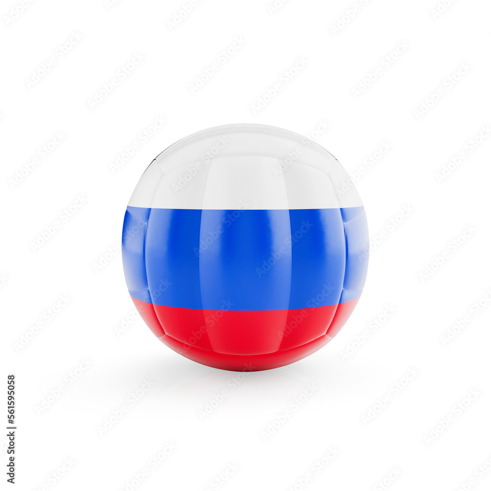 3D volleyball ball with Russia national team flag isolated on white background - 3D Rendering 3D volleyball ball with Russia national team flag isolated on white background - 3D Rendering