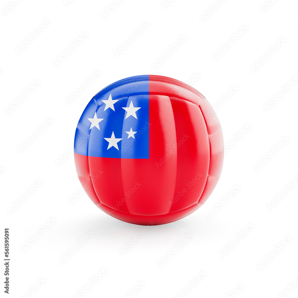 Naklejka premium 3D volleyball ball with Samoa national team flag isolated on white background - 3D Rendering