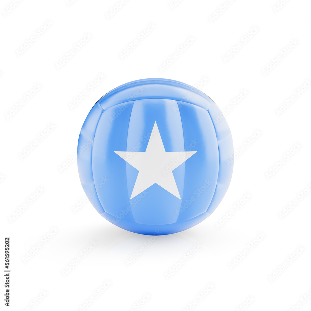 3D volleyball ball with Somalia national team flag isolated on white background - 3D Rendering 3D volleyball ball with Somalia national team flag isolated on white background - 3D Rendering
