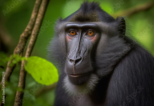 Wildlife Protography of The crested macaque,digital art,illustration,Design,vector,art photo