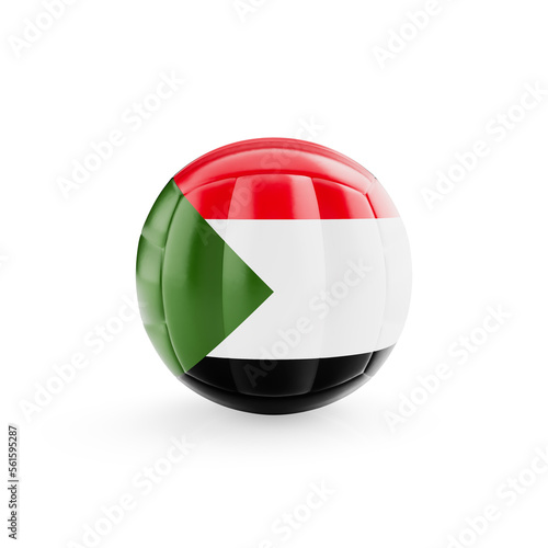 Free Download 3D volleyball ball with Sudan national team flag isolated on white background - 3D Rendering - GFXLoad
