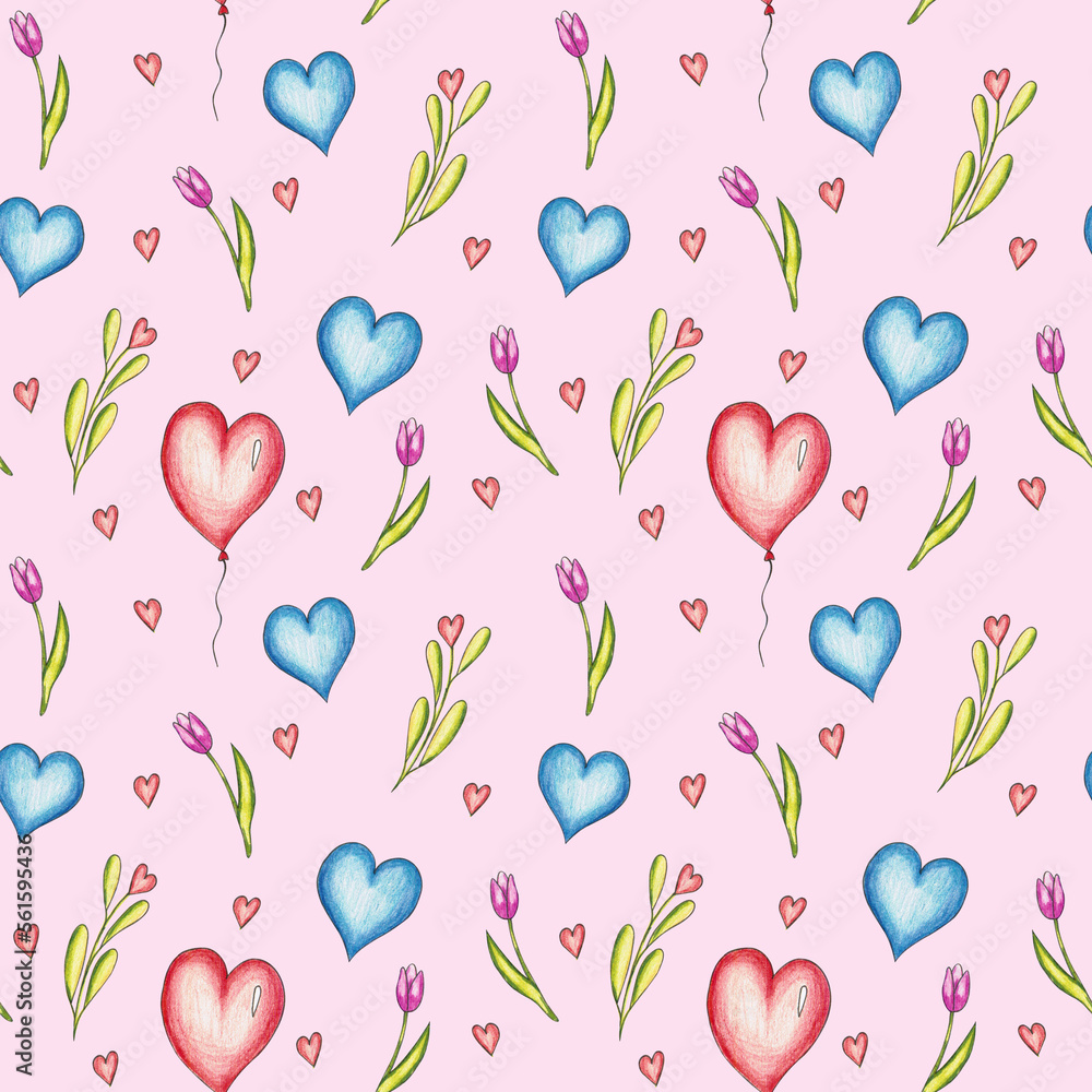 Seamless pattern with hearts Valentine's day print