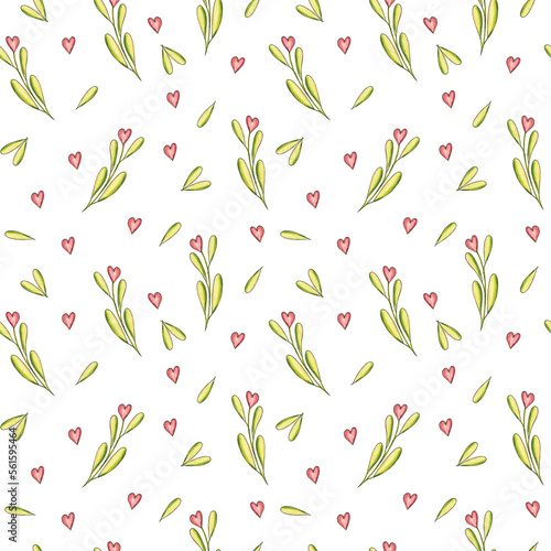 Spring seamless pattern on a white background
