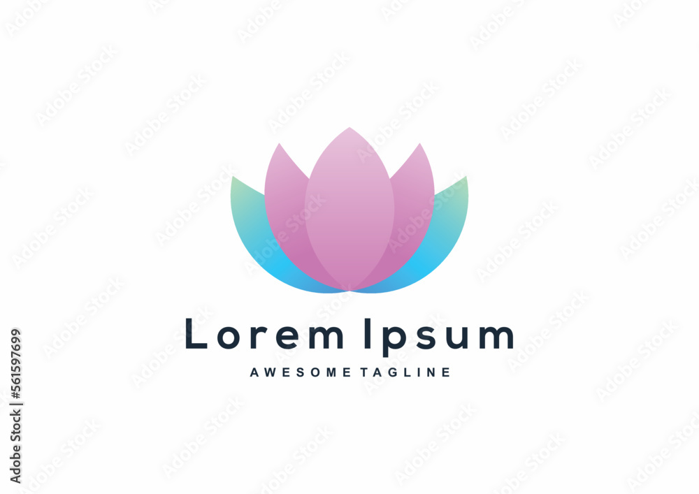 colorful lotus logo design inspiration vector
