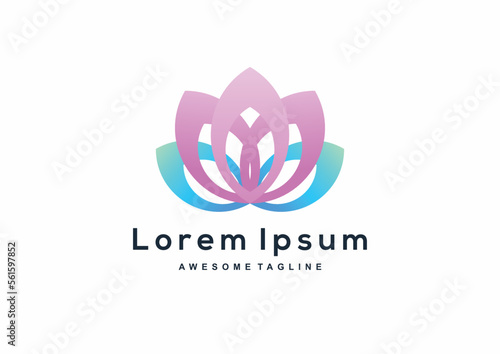 Fototapeta Naklejka Na Ścianę i Meble -  colorful lotus logo design inspiration vector