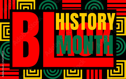 Black history month 2023 Celebration Background.  Black History Month text with human Fist and Seamless Pattern. Celebrated annually in February in the USA and Canada.