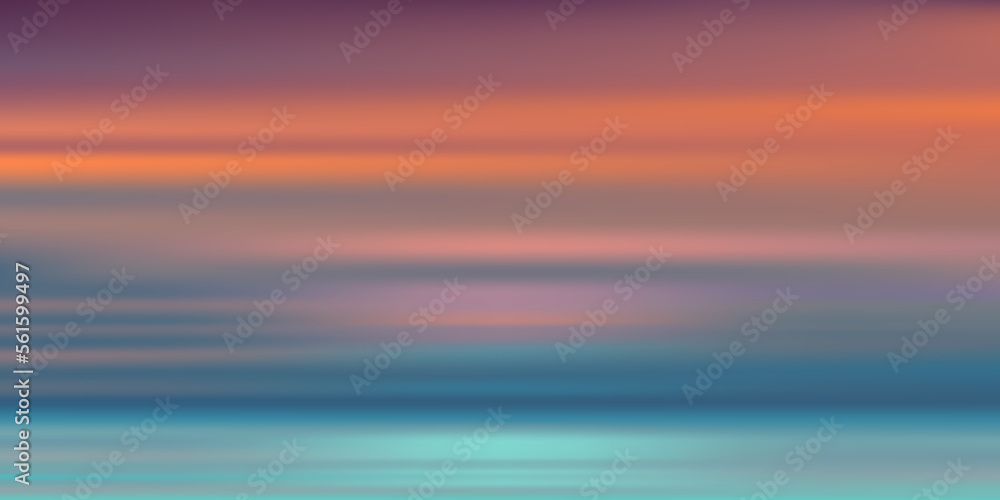 Sky Sunset evening with Orange,Yellow,Pink,Purple,Blue color,Golden hour Dramatic twilight landscape,Vector Banner horizontal Romantic Sky of Sunrise or Sunlight for four seasons background