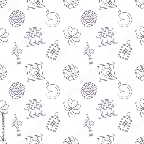Seamless repeating pattern of traditional Chinese elements for web sites, wrapping, printing, postcards, web sites, apps