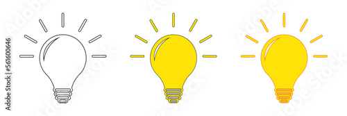 Set of lamps on a white background. Flat vector illustration.  Solving problems in business. Innovation and teamwork in company. Creative idea brainstorming concept. Searching for solutions.