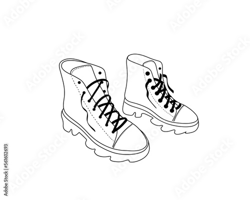 Women's boots. Doodle. Flat vector illustration
