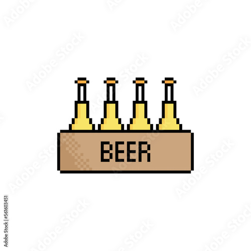 pixel beer bottle icon vector vector pixel art element for 8 bit game