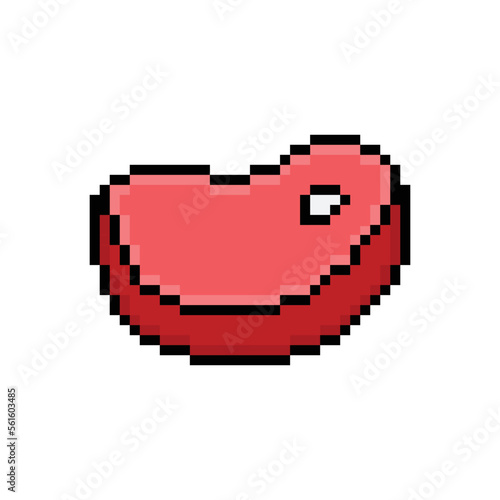 steak meat  icon 8 bit, pixel art food  icon for game  logo. 