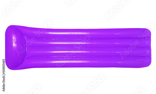 Purple inflatable floating pool raft mattress isolated on transparent background.