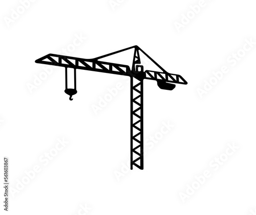 Tower crane in construction site, construction cran and crane, graphic design. Construction, building and constructing, vector design and illustration photo
