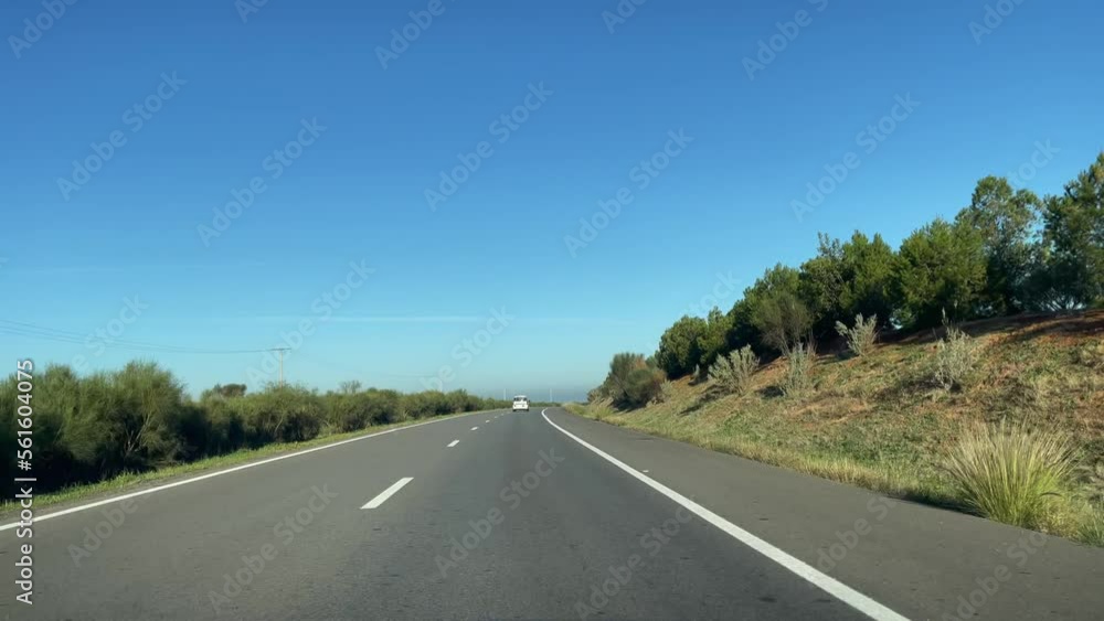 Dashcam view of a car driving on the highway in Morocco Dashcam view of a car driving on the highway in Morocco