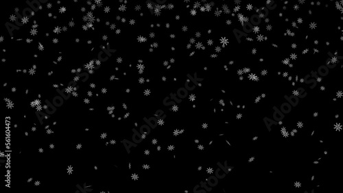Winter snow snowflakes on black background.
