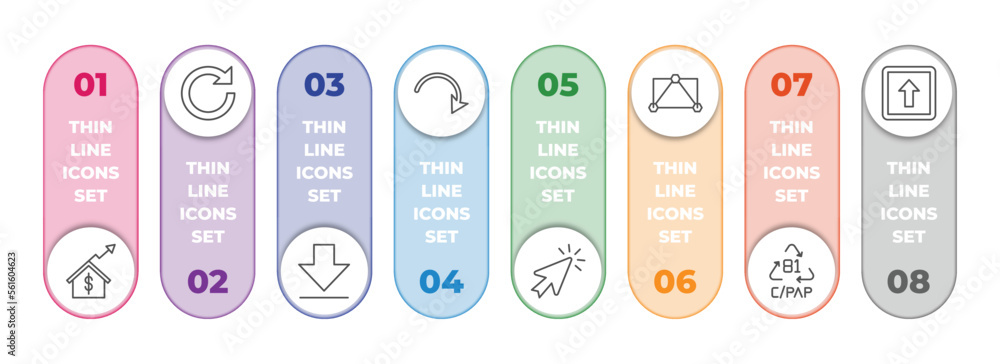 user interface infographic element with outline icons and 8 step or ...