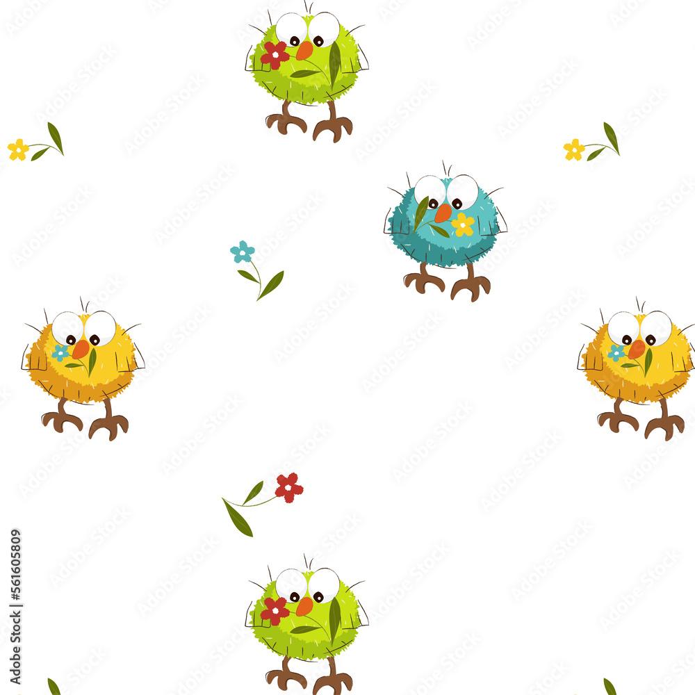 Lovely birds. Pattern for children. Seamless. Lovely birds. Pattern for children. Seamless.
