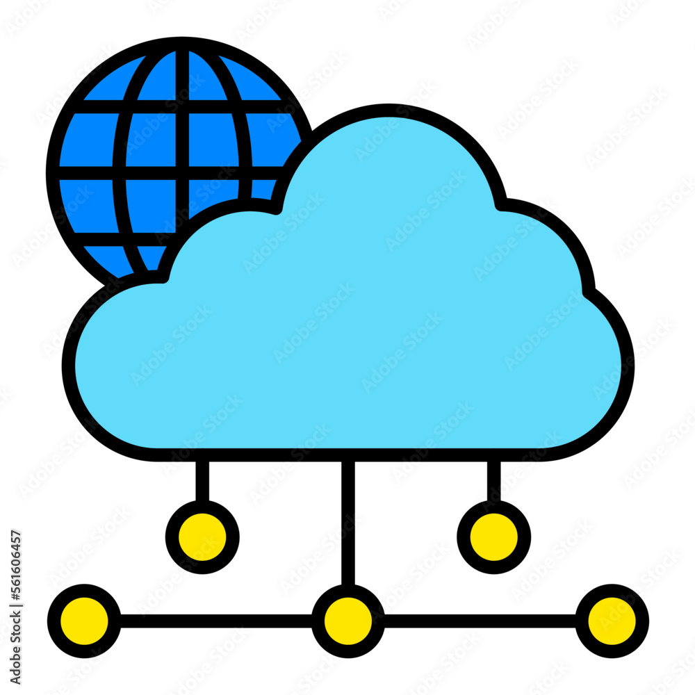 Cloud Network Filled Line Icon Cloud Network Filled Line Icon