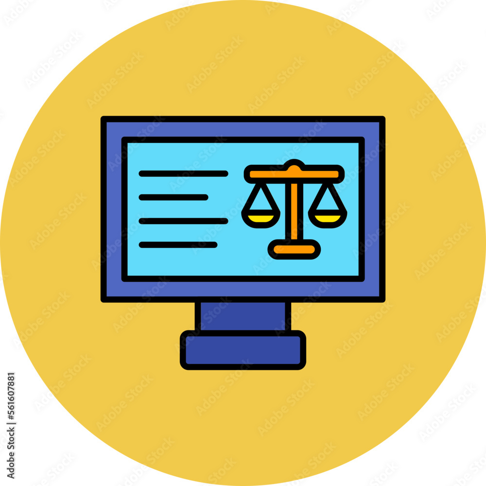 Online Court Multicolor Circle Filled Line Icon Online Court Multicolor Circle Filled Line Icon