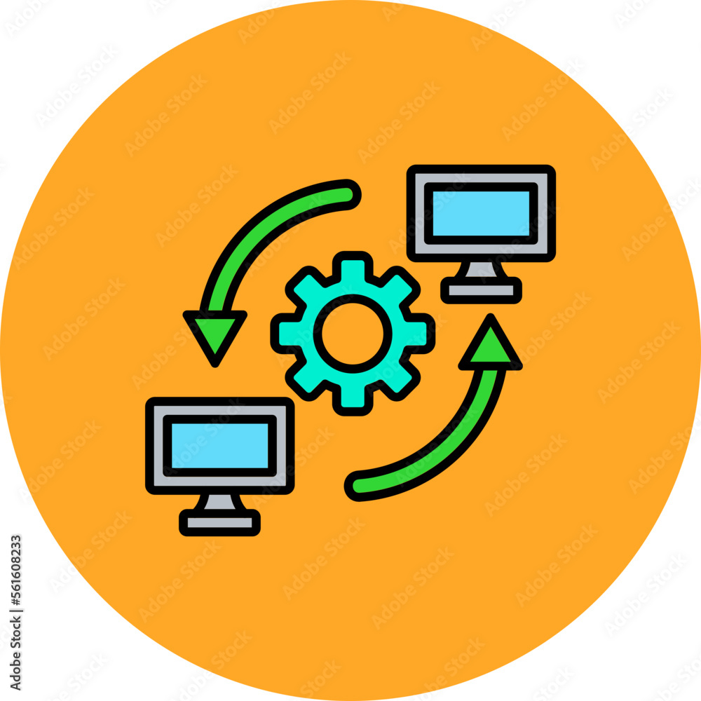Synchronize Multicolor Circle Filled Line Icon Synchronize Multicolor Circle Filled Line Icon