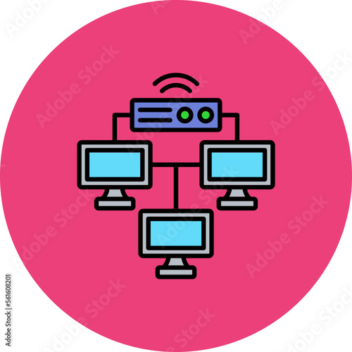 Local Network Multicolor Circle Filled Line Icon