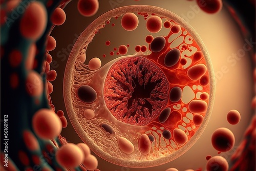 Anemia under microscope view. illustration created by generative AI photo