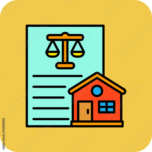Property Law Multicolor Round Corner Filled Line Icon