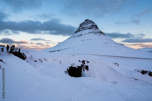 Sunset at Kirkjufell, Iceland in winter