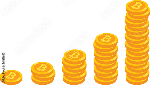 Isometric bitcoin stack like income graph, the stack of bitcoin, investment (ID: 561611640)