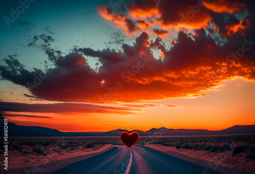 Road and heart. Road to your love..