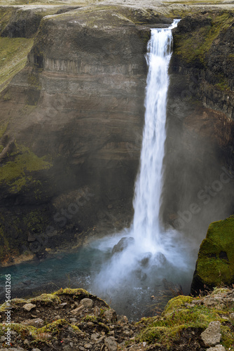 Scenic view of Haifoss waterfall on Fossa river  south of Iceland