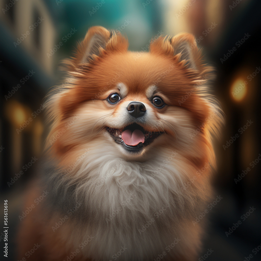 pomeranian dog portrait, Generative Ai