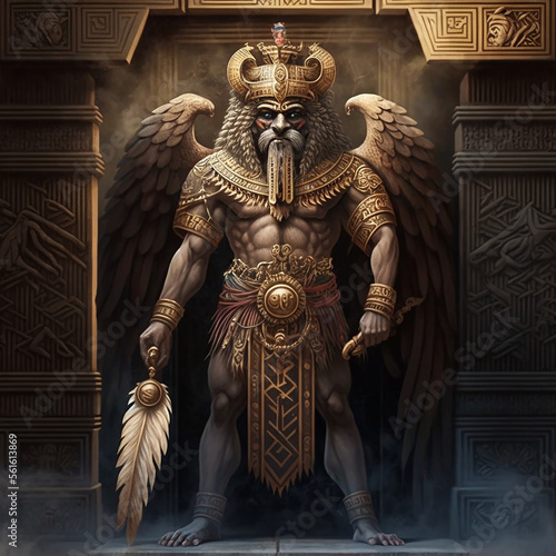 Ancient Sumerian mythology. Nanshe,ancient Sumerian mythological god. Created with Generative AI technology.
