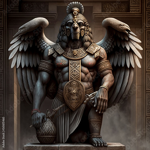 Ancient Sumerian mythology. Bau,ancient Sumerian mythological god. Created with Generative AI technology.