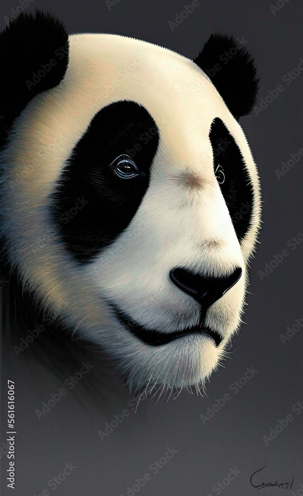 Panda cool portrait drawing close-up cool Panda cool portrait drawing close-up cool