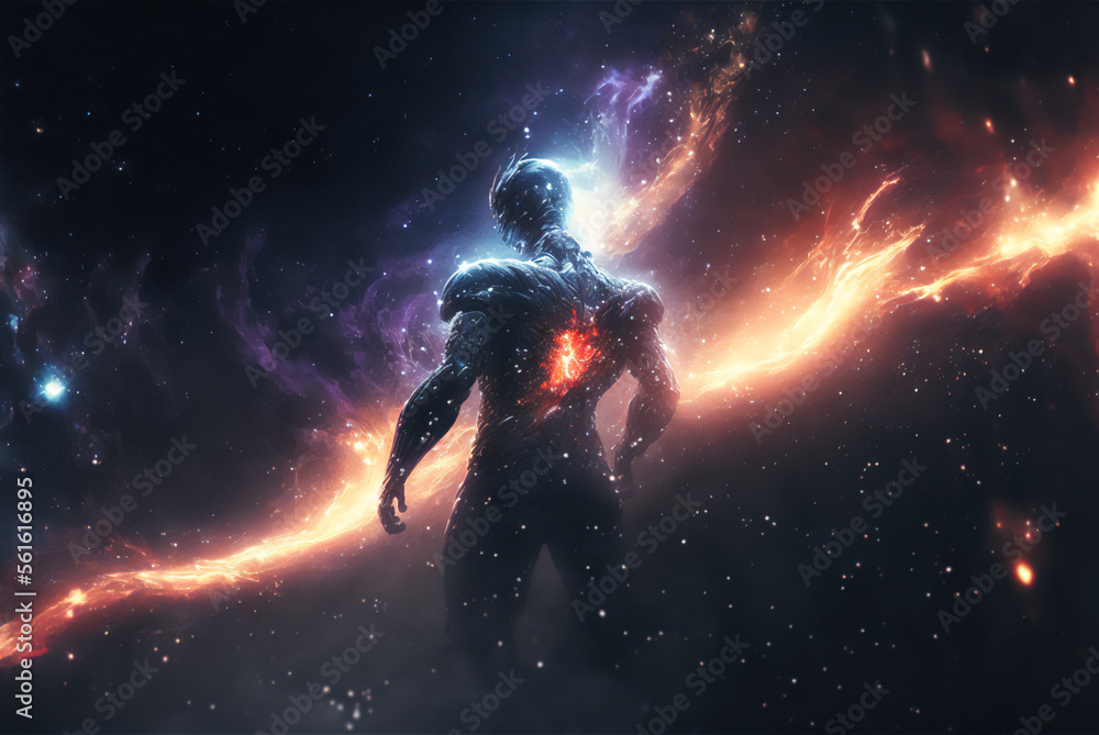 humanoid alien shaped nebula in space. Generative AI
humanoid alien shaped nebula in space. Generative AI