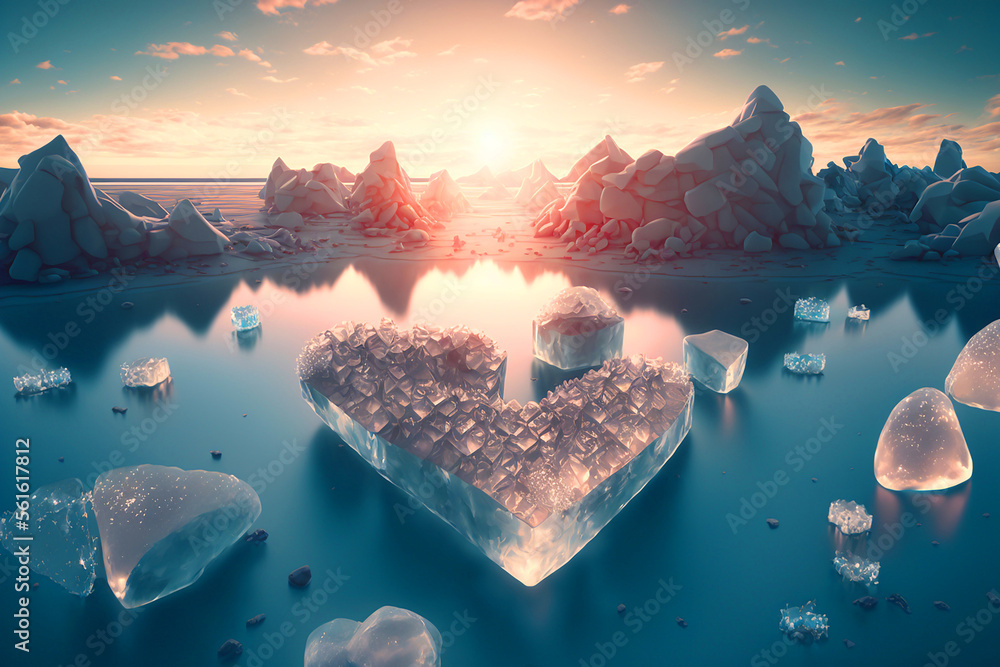 Fantasy background with frozen ice rocks, shine, and ice crystals ...