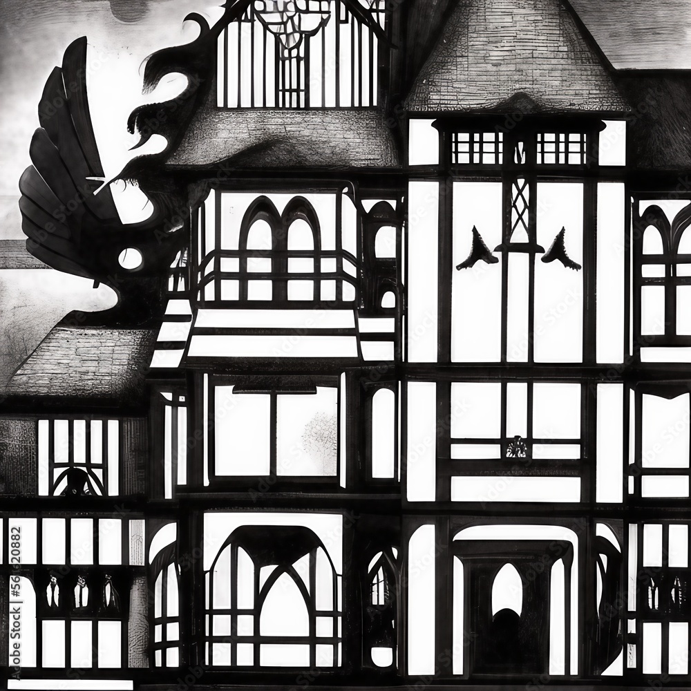 Gothic black and white illustration Stock Illustration | Adobe Stock