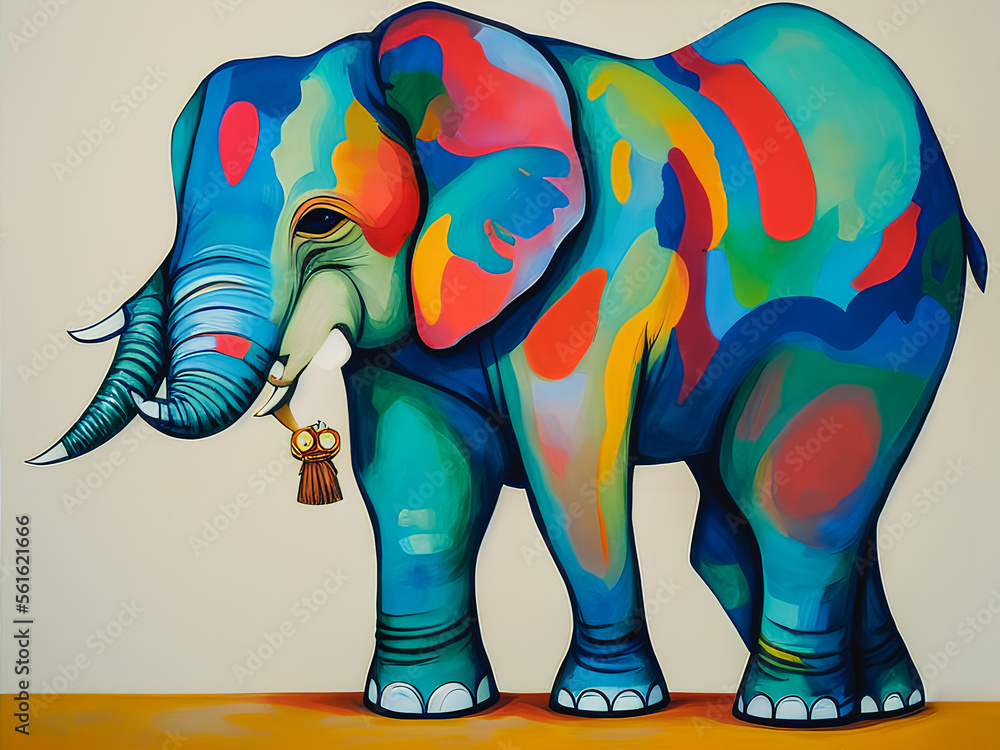 Obraz premium The majestic elephant is portrayed in a stylized, abstract manner, making for a unique and striking image. Generative AI