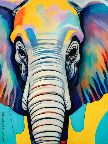 The majestic elephant is portrayed in a stylized, abstract manner, making for a unique and striking image. Generative AI