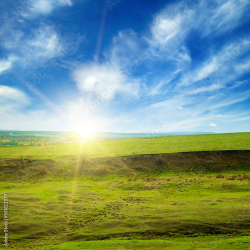 фотографія Landslide soil on the slope of a hill. Sunny spring day.
