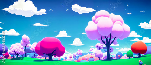 A fairy tale landscape full of sweets  candies  and cotton candy creates a whimsical and fantastical scene. Generative AI