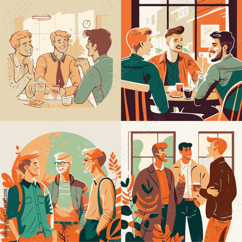 men meeting flat design illustrasion vector